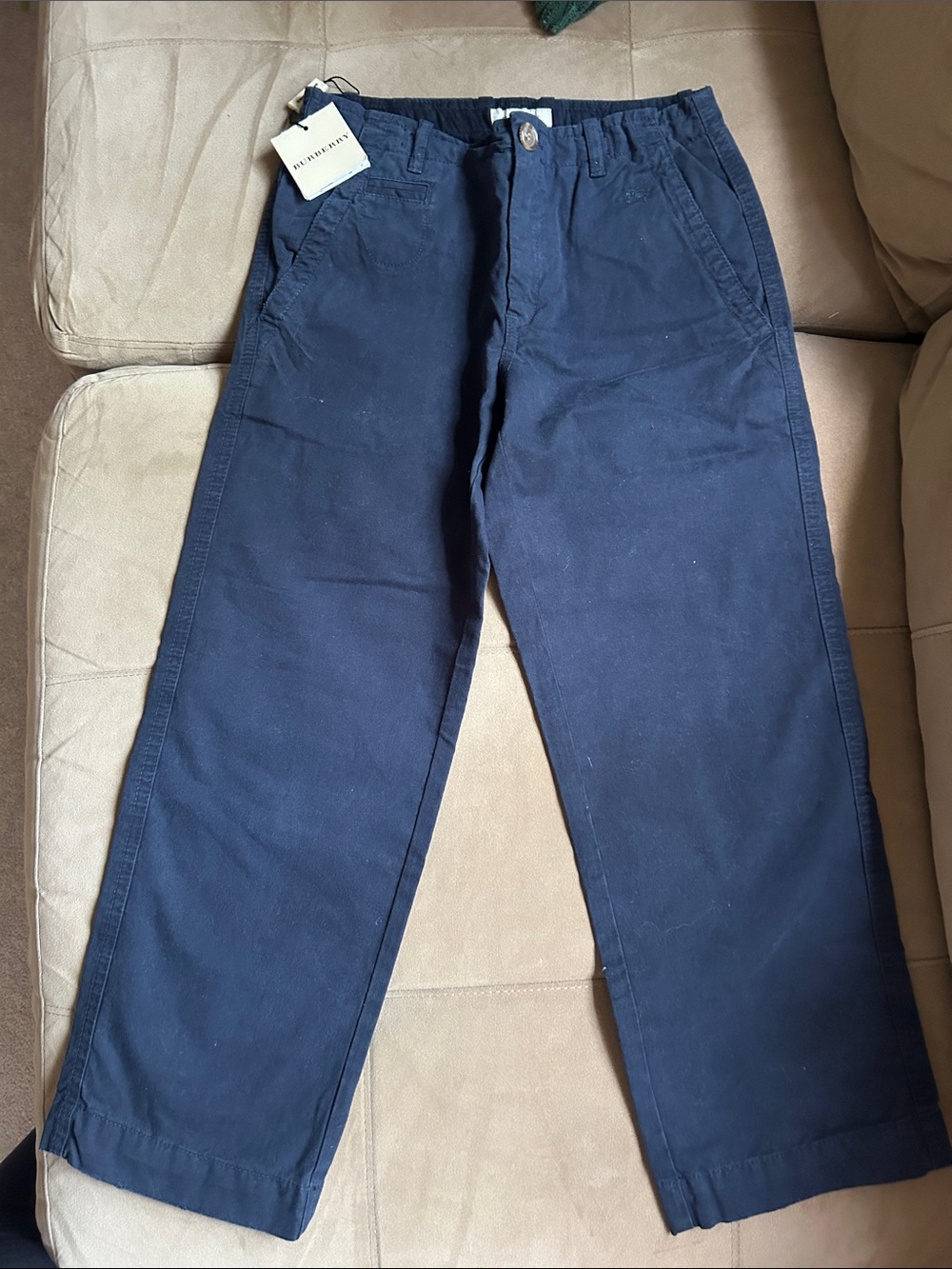 Boys Burberry Navy Casual Chino Pants